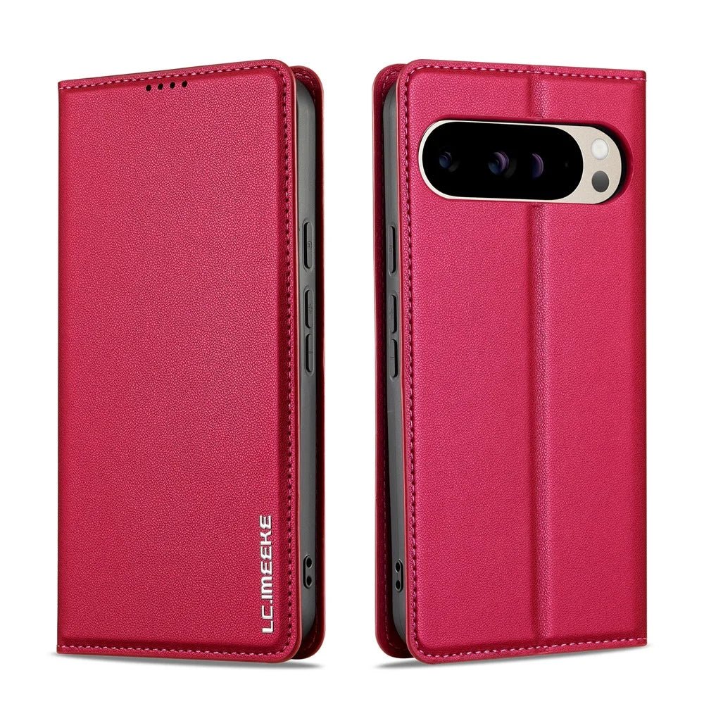 Google Pixel 9 – Matte Lederoptik-Klapphülle mit Kartenfach & Standfunktion Google Pixel 9 Lederoptik Klapphülle mit Kartenfach – Rot – Bild 8