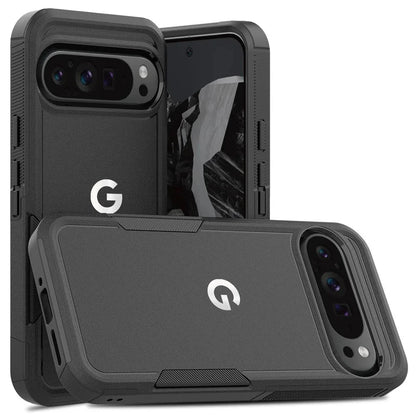 Google Pixel 9 – Robuste Armor-Schutzhülle aus PC & TPU | Stoßfest Google Pixel 9 robuste PC-TPU Schutzhülle – Schwarz – Ansicht 1