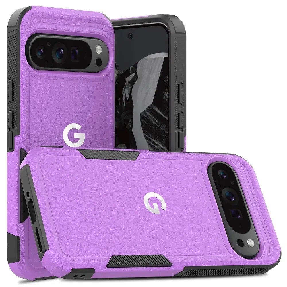 Google Pixel 9 – Robuste Armor-Schutzhülle aus PC & TPU | Stoßfest Google Pixel 9 robuste PC-TPU Schutzhülle – Lila – Ansicht 5