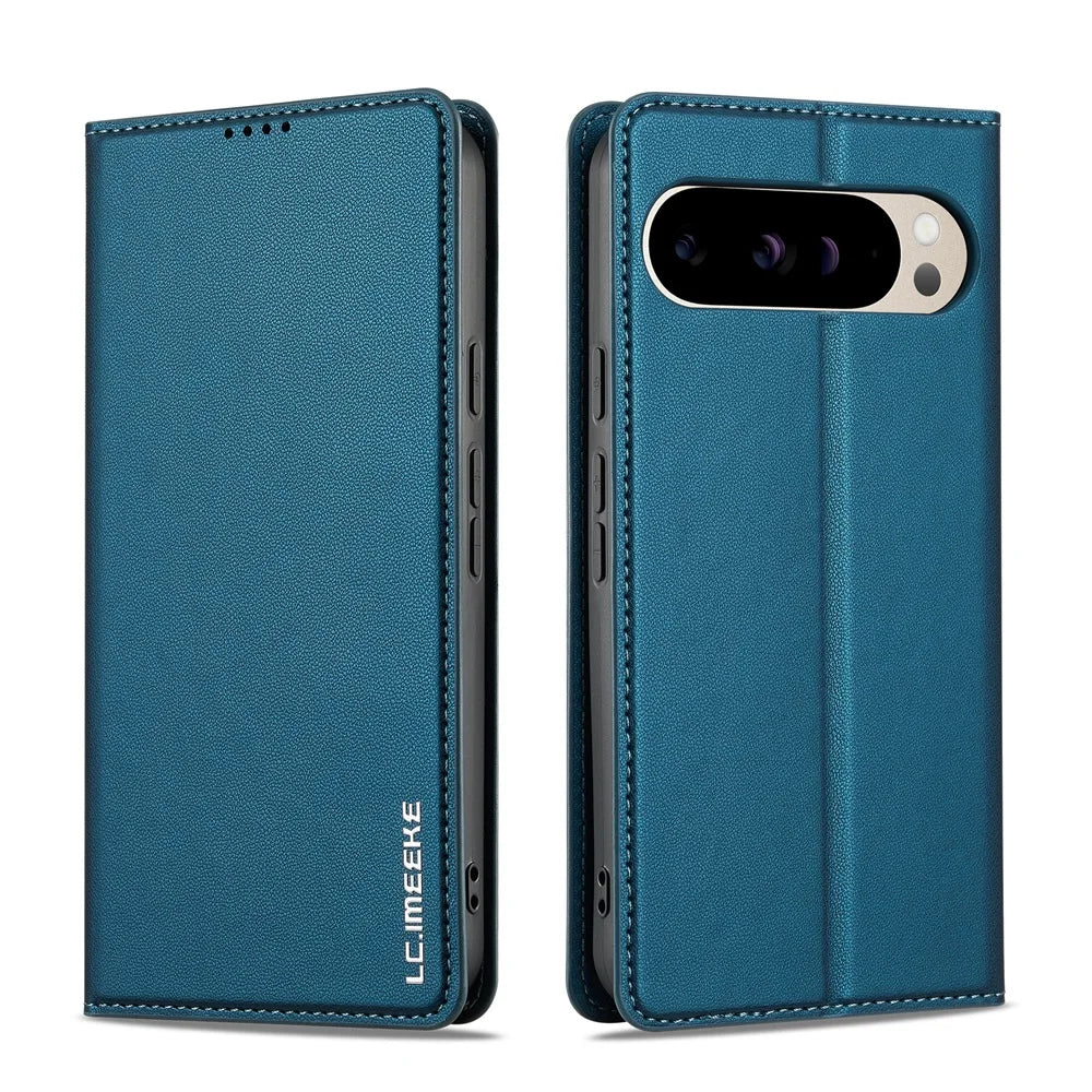 Google Pixel 10 Lederoptik Klapphülle mit Kartenfach – Blau – Bild 6