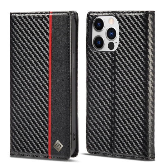 iPhone 14/ Pro/ Plus/ Pro Max - Kohlefaser Flip Lederoptik Hülle mit Magnetischer Abdeckung und Kartenfach 47283894026582|47283894059350|47283894092118|47283894124886 Handy Hülle online kaufen günstig bestellen