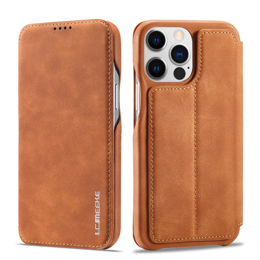 iPhone 14/ Pro/ Plus/ Pro Max - Lederoptik Hülle, Mit Display Abdeckung iphone 13 14 15 pro plus schutz hülle leder modern stylisch neu günstig kaufen bestellen stoßfest schön super luxus bumber schutz display braun Handy Hülle online kaufen günstig bestellen