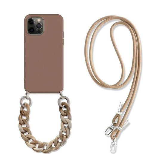 iPhone 15/ Pro/ Plus/ Pro Max - Cross Body Hülle mit Halskette und Marmor Kette - Silikon Case Handy Hülle online kaufen günstig bestellen
