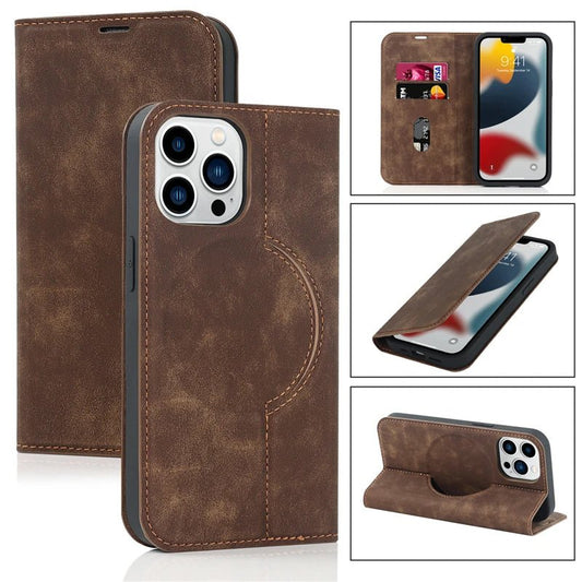 iPhone 15/ Pro/ Plus/ Pro Max - Lederoptik Hülle MagSafe und Kartenfach mit Abdeckung iphone 13 14 15 16 pro plus schutz hülle leder modern stylisch neu günstig kaufen bestellen stoßfest schön super luxus bumber schutz display wasserfest waschbar kratzfest Handy Hülle online kaufen günstig bestellen