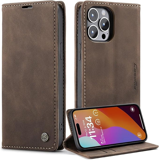 iPhone 15/ Pro/ Plus/ Pro Max - PU Lederoptik Klapphülle mit Magnetischer Abdeckung und Kartenfach Handy Hülle online kaufen günstig bestellen