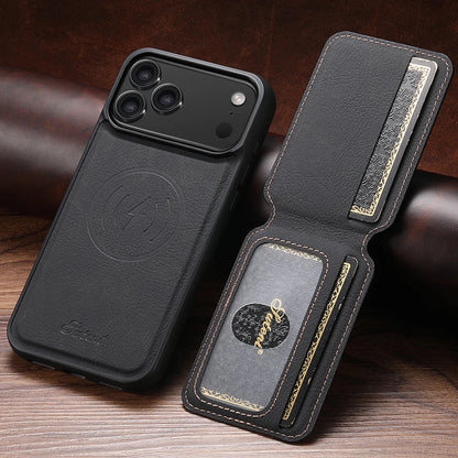 iPhone 16 / Plus / Pro / Pro Max / 16e – Magnetische Hülle mit Kartenfach in Lederoptik iPhone 16 Hülle mit magnetischem Kartenfach – Produktansicht