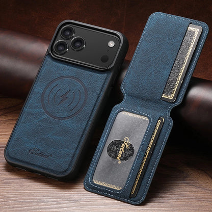 iPhone 16 / Plus / Pro / Pro Max / 16e – Magnetische Hülle mit Kartenfach in Lederoptik SUTENI iPhone 16 Hülle in PU-Lederoptik mit magnetischem Kartenhalter