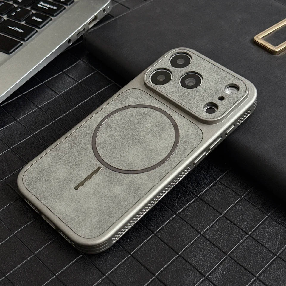 iPhone 17 / Pro / Pro Max – Magnetische Schutzhülle in Lederoptik iPhone 17 magnetische Schutzhülle in Lederoptik – Grau