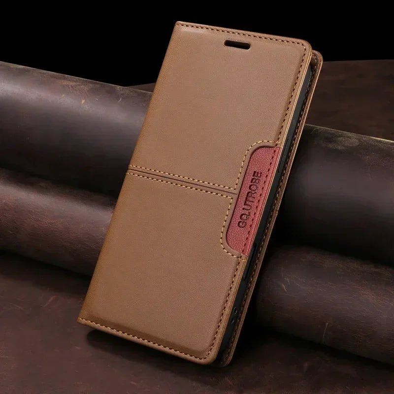 iPhone 18 Pro / 18 Pro Max – Magnetische Lederoptik-Klapphülle mit Kartenfach iPhone 18 Lederoptik-Klapphülle mit Kartenfach – Braun