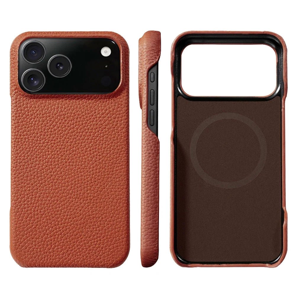 iPhone 18 / Pro / Pro Max – Magnetische Hülle in Lederoptik | LANGSIDI LANGSIDI iPhone 18 magnetische Schutzhülle in Lederoptik – Nahaufnahme