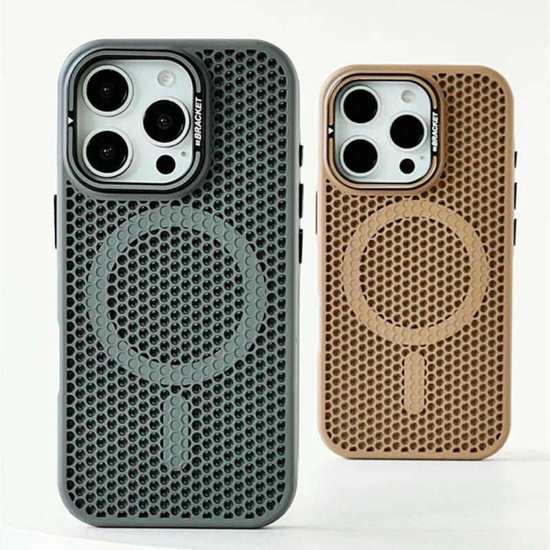 iPhone 18 / Pro / Pro Max – Magnetische Wabenmuster-Hülle mit Ständer iPhone 18 magnetische Wabenmuster-Schutzhülle mit Ständer – Vorderansicht