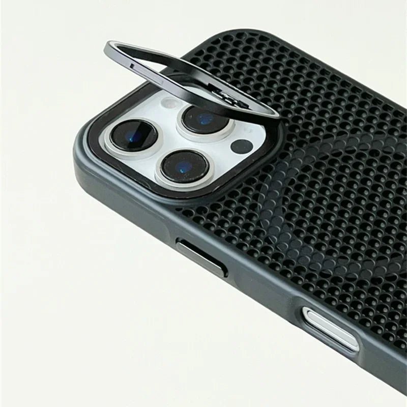 iPhone 18 / Pro / Pro Max – Magnetische Wabenmuster-Hülle mit Ständer iPhone 18 magnetische Wabenmuster-Schutzhülle mit Ständer – Magnetring