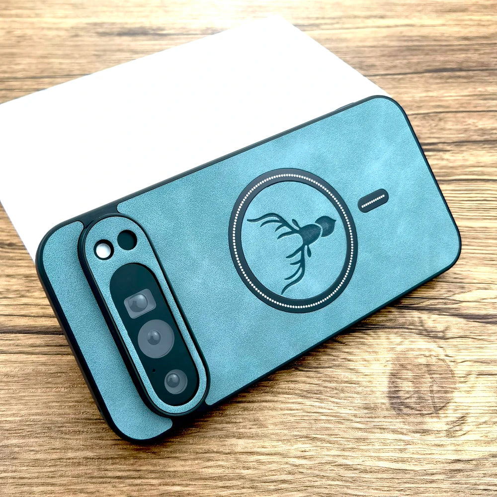 Google Pixel 7 MagSafe Hülle Hellblau – magnetische Hülle in Lederoptik