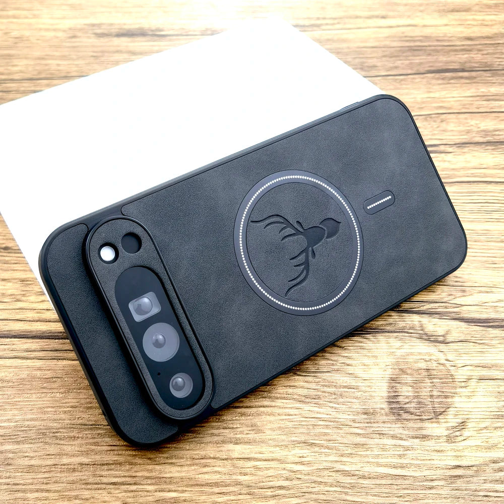 Google Pixel 7 MagSafe Hülle Schwarz – magnetische Hülle in Lederoptik