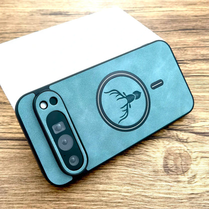 Google Pixel 9 MagSafe Hülle Hellblau – magnetische Hülle in Lederoptik