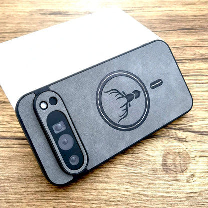 Google Pixel 9 MagSafe Hülle Hellgrau – magnetische Hülle in Lederoptik