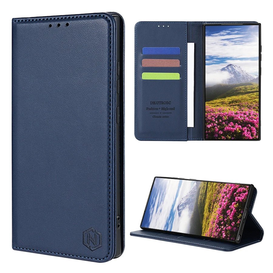 Samsung Galaxy S24 / S24 Plus / S24 Ultra / S24 FE – Wallet-Klapphülle mit Kartenfach | ZZXX Samsung Galaxy S24 Wallet-Klapphülle mit Kartenfach – Farbe Blau