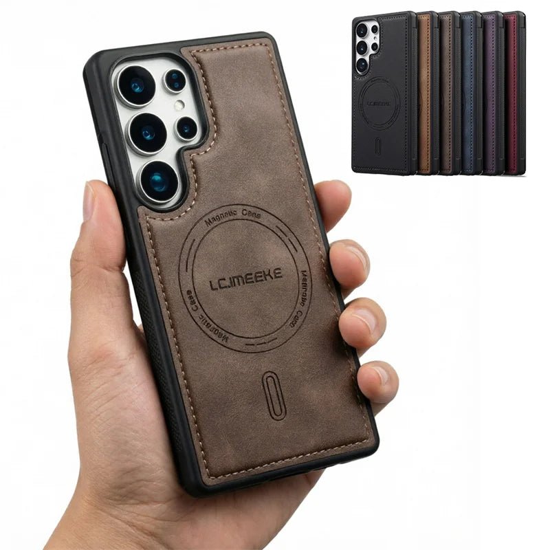 Samsung Galaxy S25 / S25+ / S25 Ultra / S25 Edge / S25 FE – Magnetische Hülle in PU-Lederoptik | ETUI Samsung Galaxy S25 magnetische Schutzhülle in PU-Lederoptik – Rückansicht