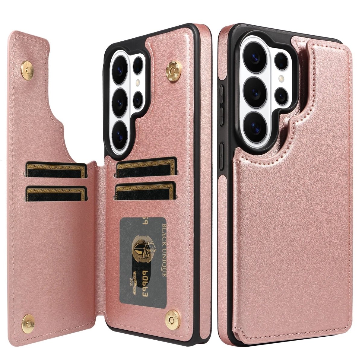 Samsung Galaxy S25 / S25+ / S25 Ultra / S25 FE – Wallet-Hülle mit Kartenfach in Kunstlederoptik Samsung Galaxy S25 Wallet-Schutzhülle mit Kartenfach – Farbe Rosé