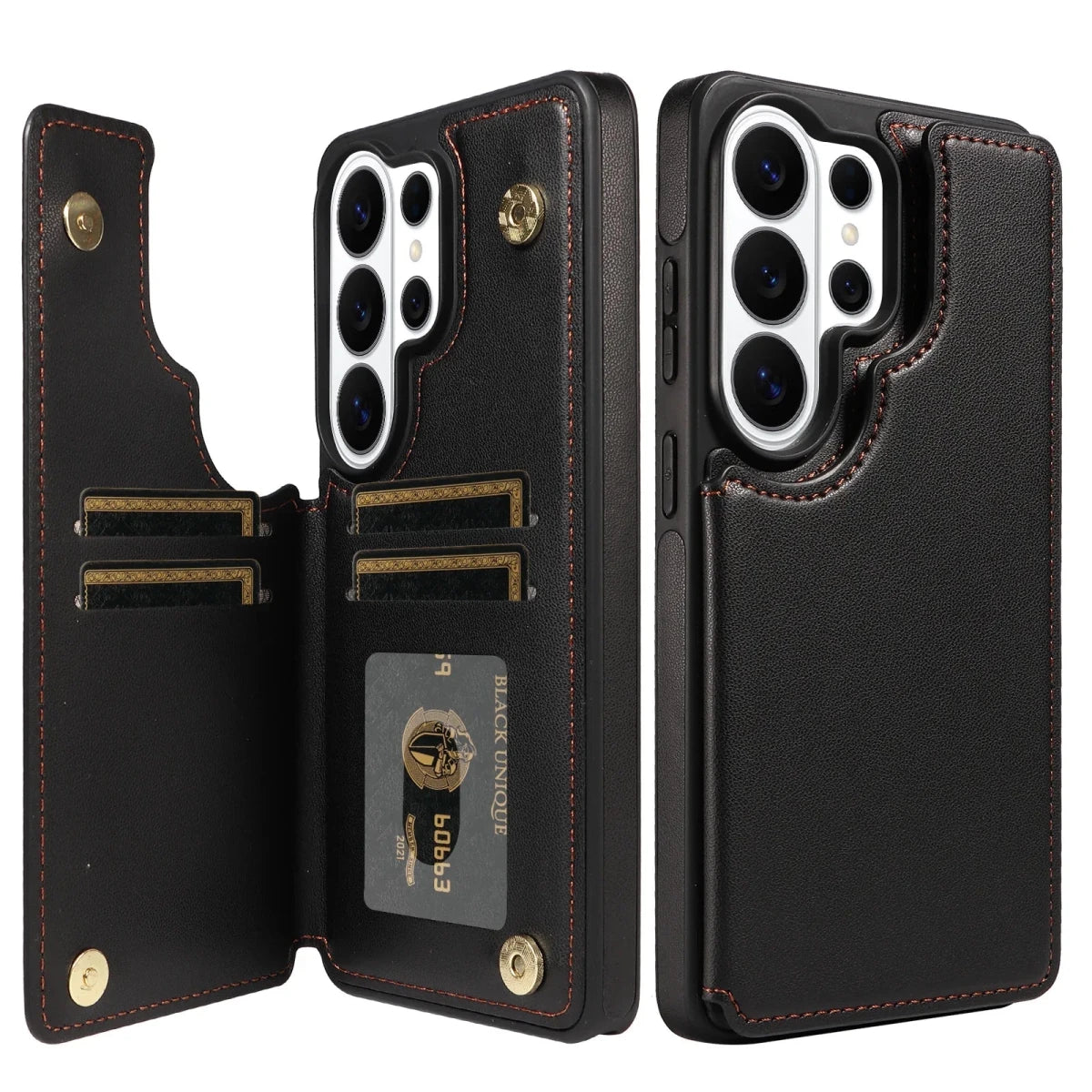 Samsung Galaxy S26 / S26+ / S26 Ultra – Wallet-Hülle mit Kartenfach in Kunstlederoptik Samsung Galaxy S26 Wallet-Schutzhülle mit Kartenfach – Farbe Schwarz