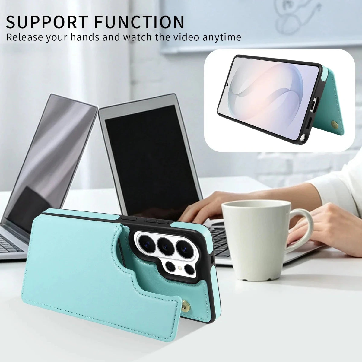 Samsung Galaxy S26 / S26+ / S26 Ultra – Wallet-Hülle mit Kartenfach in Kunstlederoptik Samsung Galaxy S26 Wallet-Schutzhülle mit Kartenfach – Produktansicht, mehrere Farbvarianten